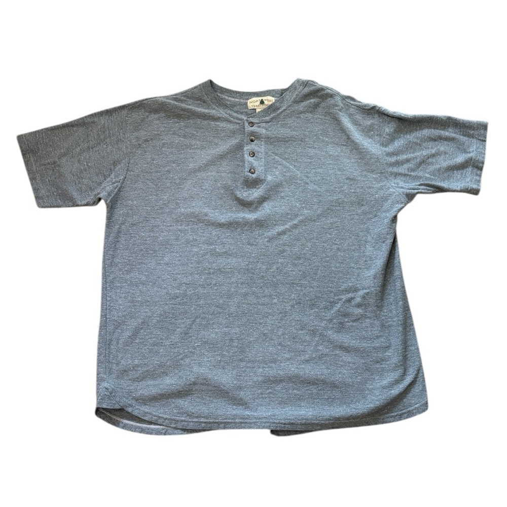 Northwest Territory Gray Heathered Midweight Button Short Sleeve Henley Size‎ L